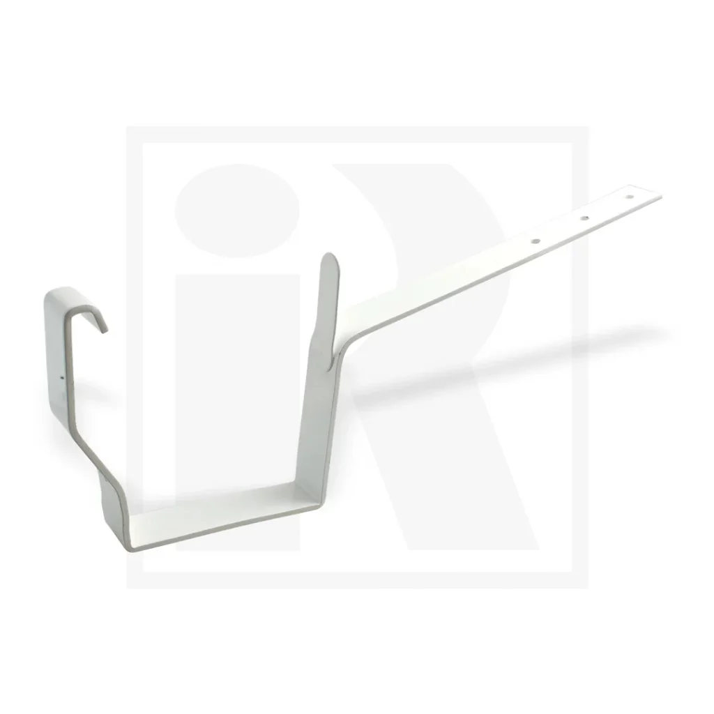 GANCHO METÁLICO PARA CANALÓN TIPO EUME LACADO EN BLANCO